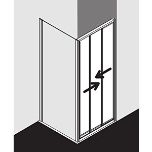 Kermi porte Ibiza 2000 STD I2STD075181AK 75x185cm, 3 parties, TSG transparent, argent mat brillant