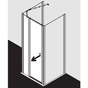 Kermi Ibiza 2000 porte battante STL I2STL080181AK 80x185cm, avec champ fixe à gauche, verre de sécurité trempé clair