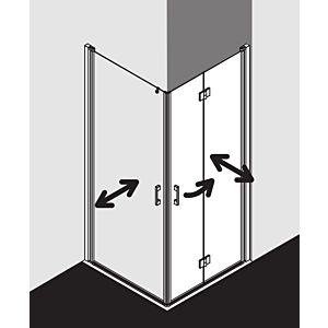 Kermi Liga Kermi Liga half swing door LI1EL090181PK 90x185cm, matt silver gloss, clear Kermi Liga glass, left, on shower tray