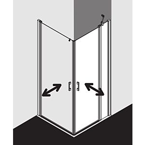 Kermi Liga demi-porte d&#39; Liga Kermi LI1EL07520VAK 75x200cm, argent brillant, TSG clair, gauche, sur receveur de douche