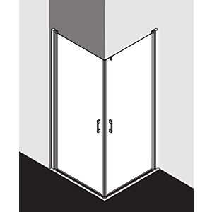 Kermi Liga Eckeinstiegshälfte Pendeltür LI1EL10320VAK 103x200cm, silber hochglanz, ESG klar, links, auf Duschplatz