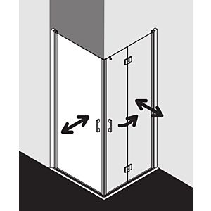 Kermi Liga Eckeinstiegshälfte Pendeltür LI1EL093181PK 93x185cm, silber mattglanz, ESG klar Clean, links, auf Duschplatz