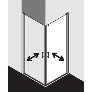 Kermi Liga Eckeinstiegshälfte Pendeltür LI1ER100181AK 100x185cm, silber mattglanz, ESG klar, rechts, auf Duschwanne