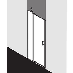 Kermi Liga porte battante avec panneau fixe pour panneau latéral LI1GL10518VAK 105x185cm, argent brillant, verre de sécurité trempé transparent, gauche, sur receveur de douche