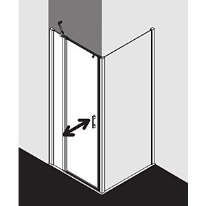 Kermi Liga porte battante avec panneau fixe pour panneau latéral LI1GL085181AK 85x185cm, argent mat brillant, TSG transparent, gauche, sur receveur de douche