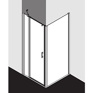 Kermi Liga porte battante avec panneau fixe pour panneau latéral LI1GL110201PK 110x200cm, argent mat brillant, TSG clear clean, gauche, sur receveur de douche