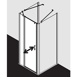 Kermi Liga porte battante avec panneau fixe pour panneau latéral LI1GL11020VAK 110x200cm, argent brillant, verre de sécurité trempé transparent, gauche, sur receveur de douche