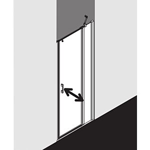 Kermi Liga swing door with fixed panel for side panel LI1GR10520VAK 105x200cm, high-gloss silver, clear toughened glass, right, on shower tray