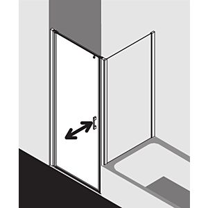 Kermi Liga swing door for side panel LI1WL07018VAK 70x185cm, high-gloss silver, clear toughened safety glass, left, on shower tray