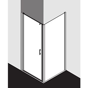 Kermi Liga Pendeltür für Seitenwand LI1WL10020VAK 100x200cm, silber hochglanz, ESG klar, links, auf Duschwanne