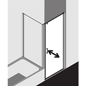 Kermi Liga swing door for side wall LI1WR09018VPK 90x185cm, silver high gloss, toughened safety glass clear, right, on shower tray