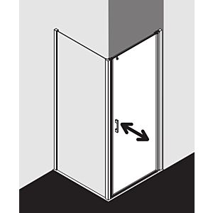 Kermi Liga porte battante pour panneau latéral LI1WR070181AK 70x185cm, argent mat, verre trempé transparent, à droite, sur receveur de douche