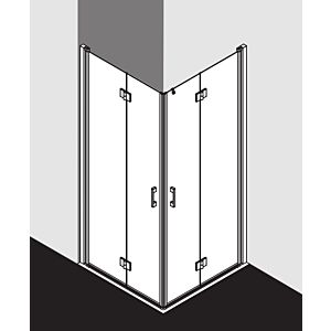 Kermi Liga corner Kermi Liga hinged folding door LI2CL09320VPK 93x200cm, high-gloss silver, toughened safety glass clear, left, on shower area