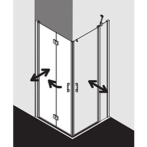 Kermi Liga demi-porte d&#39; Liga Kermi LI2CL07820VPK 78x200cm, argent brillant, verre de sécurité trempé clair, gauche, sur la zone de douche
