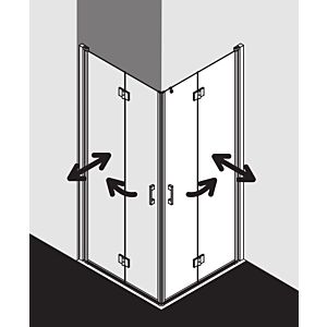 Kermi Liga corner Kermi Liga hinged folding door LI2CR123201AK 123x200cm, matt silver gloss, TSG clear, right, on shower area