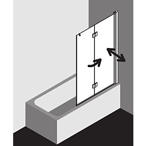 Kermi paroi de baignoire Liga LI2PR12015VPK 120x150cm, argent brillant, verre de sécurité trempé clair, droite