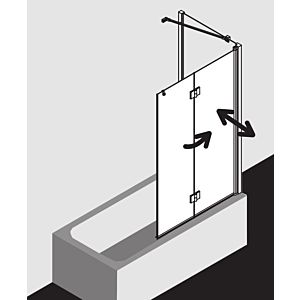 Kermi Liga bath wall LI2PR120151PK 120x150cm, matt silver, TSG clear clean, right