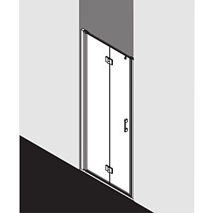 Kermi porte pliante Liga pour paroi latérale LI2SL095201PK 95x200cm, argent mat brillant, TSG clear clean, gauche, sur receveur de douche