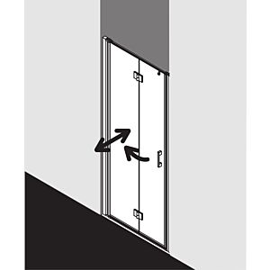 Kermi Liga Pendel-Falttür für Seitenwand LI2SL10018VAK 100x185cm, silber hochglanz, ESG klar, links, auf Duschwanne