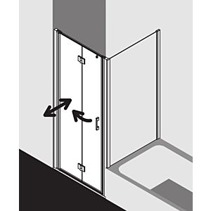 Kermi porte pliante Liga pour paroi latérale LI2SL12018VAK 120x185cm, argent brillant, TSG clair, gauche, sur receveur de douche