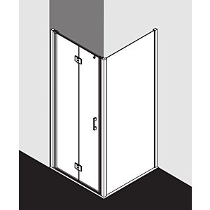 Kermi porte pliante Liga pour paroi latérale LI2SL08020VPK 80x200cm, argent brillant, verre de sécurité trempé transparent, gauche, sur receveur de douche
