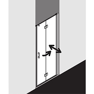 Kermi porte pliante Liga pour paroi latérale LI2SR07018VAK 70x185cm, argent brillant, verre trempé transparent, à droite, sur receveur de douche