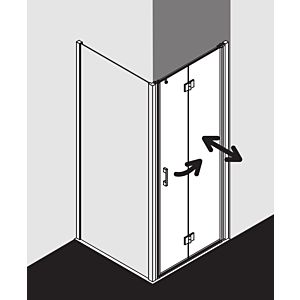 Kermi Liga folding door for side panel LI2SR07518VPK 75x185cm, silver high gloss, toughened safety glass clear, right, on shower tray