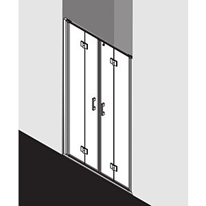 Kermi Liga - porte pliante Liga dans niche LI2T4120201AK 120x200cm, argent mat brillant, verre de sécurité trempé, sur receveur de douche