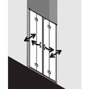 Kermi Liga Pendel-Falttür 4-tlg. in Nische LI2T4140181AK 140x185cm, silber mattglanz, ESG klar, auf Duschwanne