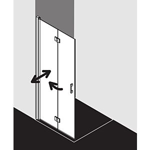 Kermi porte pliante Liga LI2YL080201PK 80x200cm, argent mat brillant, TSG clear Clean, gauche