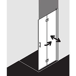 Kermi porte pliante Liga LI2YR090201PK 90x200cm, argent mat brillant, TSG clear Clean, droite