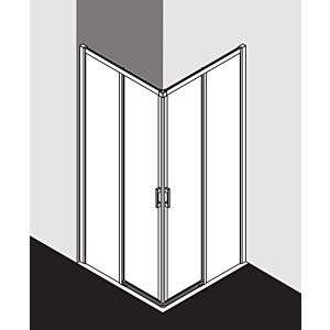 Kermi Liga coulissant demi-entrée. 2 pièces sans plancher LIC2L07820VPK 78x200cm, argent brillant, verre de sécurité trempé clair, gauche, sur la zone de douche