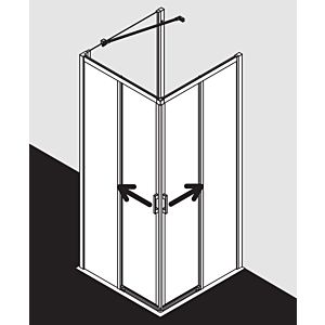 Kermi Liga entry-half sliding. 2 pcs. floor-free LIC2L08020VPK 80x200cm, high-gloss silver, toughened safety glass clear, left, on shower tray