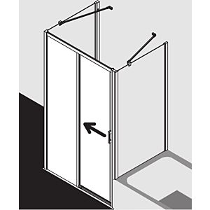 Kermi Liga door 2 pcs. floor-free with fixed field LID2L13520VAK 131-136x200cm, silver high gloss, toughened safety glass, left, on shower tray
