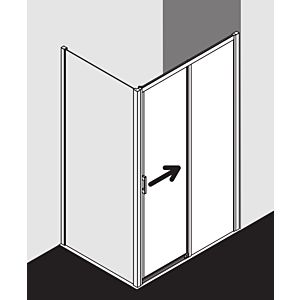 Kermi Liga door 2 pcs. floor-free with fixed field LID2R14520VPK 141-146x200cm, silver high gloss, toughened safety glass clear, right, on shower tray