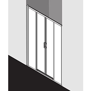 Kermi Liga Gleitt. 4-tlg. bodenfrei mit Festfeldern LID4B14520VAK 145x200cm, silber hochglanz, ESG klar, auf Duschwanne