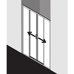 Kermi Liga Gleitt. 4-tlg. bodenfrei mit Festfeldern LID4B14020VPK 140x200cm, silber hochglanz, ESG klar Clean, auf Duschwanne