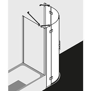 Kermi Liga quarter-circle swing door Liga -free with 2 fixed fields LIE5508020VAK 80x80x200cm, silver / high-gloss