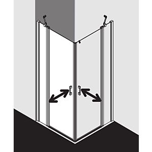 Kermi Liga entry half swing door with fixed panel LIEPL09018VAK 90x185cm, silver high gloss, TSG clear, left, on shower tray