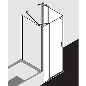 Kermi Liga Eckeinstieg-Hälfte Pendeltür mit Festfeld LIEPL083201AK 83x200cm, silber mattglanz, ESG klar, links, auf Duschplatz