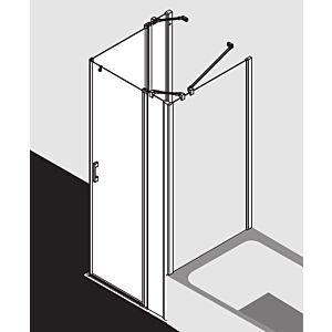 Kermi Liga Eckeinstieg-Hälfte Pendeltür mit Festfeld LIEPL083181PK 83x185cm, silber mattglanz, ESG klar Clean, links, auf Duschplatz