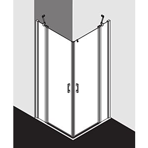 Kermi Liga Eckeinstieg-Hälfte Pendeltür mit Festfeld LIEPL093201PK 93x200cm, silber mattglanz, ESG klar Clean, links, auf Duschplatz