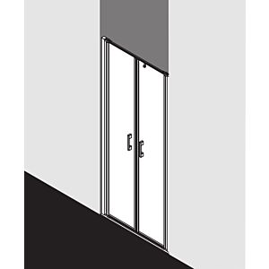 Kermi Liga porte battante en niche LIPTD07020VPK 70x200cm, argent brillant, verre de sécurité trempé clair, sur receveur de douche