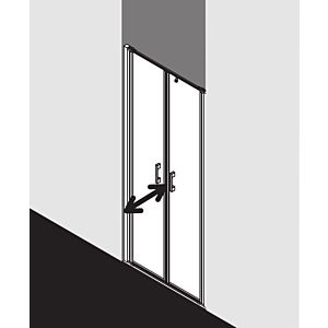 Kermi Liga porte battante en niche LIPTD08520VAK 85x200cm, argent brillant, verre de sécurité trempé transparent, sur receveur de douche