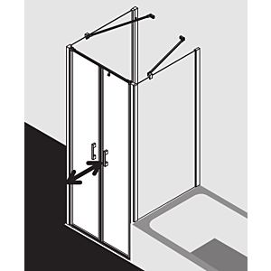 Kermi Liga Pendeltür in Nische LIPTD08018VAK 80x185cm, silber hochglanz, ESG klar, auf Duschwanne