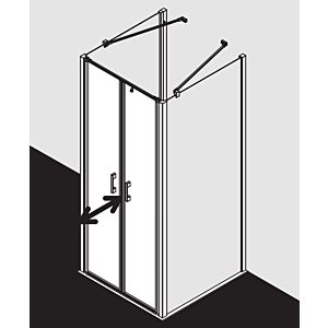 Kermi Liga Pendeltür in Nische LIPTD100181AK 100x185cm, silber mattglanz, ESG klar, auf Duschwanne