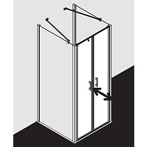 Kermi Liga porte battante en niche LIPTD080181AK 80x185cm, argent mat brillant, verre de sécurité trempé, sur receveur de douche