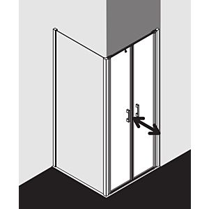 Kermi Liga swing door in niche LIPTD085201AK 85x200cm, matt silver gloss, toughened safety glass, on shower tray