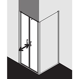 Kermi Liga porte battante en niche LIPTD07020VAK 70x200cm, argent brillant, verre de sécurité trempé transparent, sur receveur de douche