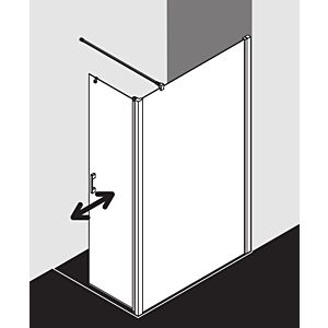 Kermi Liga side wall LIT1R103201AK 103x200cm, right, silver / matt gloss, toughened safety glass, on shower area